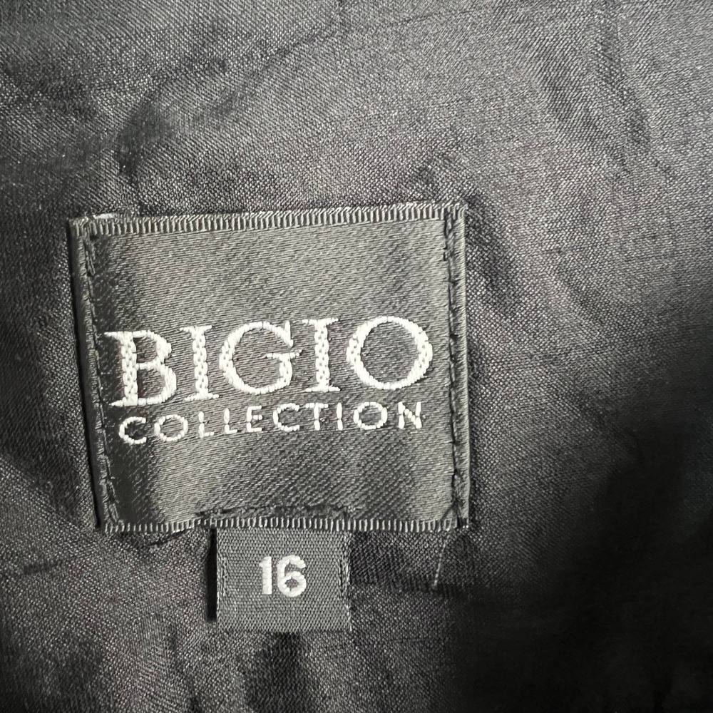 BIGIO COLLECTION Black Silk Short Sleeve‎ Shiny Gothic Bow Detail Dress Size 16